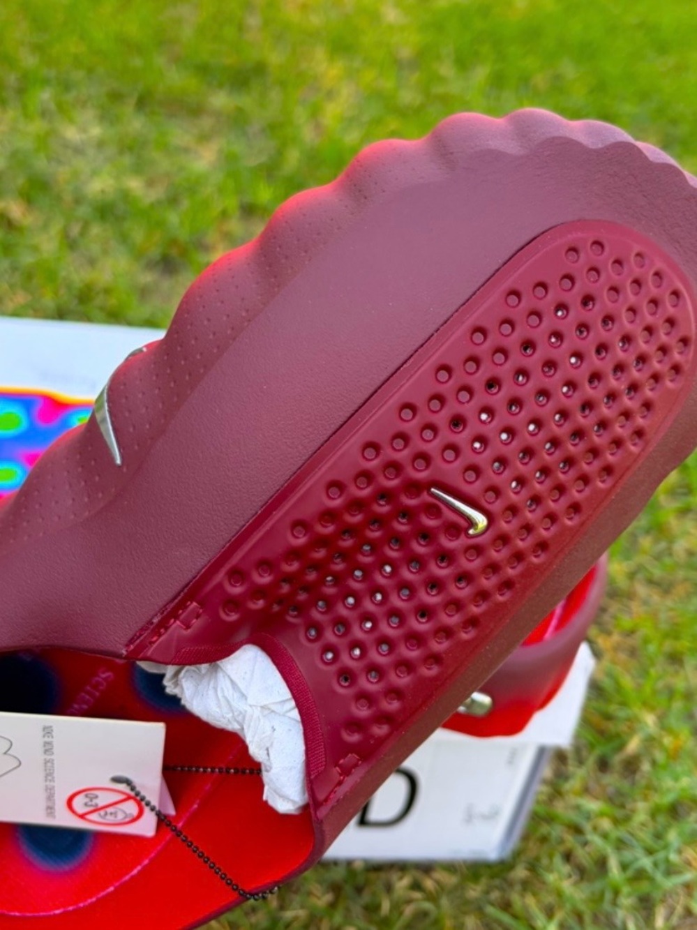 Nike Mind 001 Burgundy & Red Slip-On Sandals